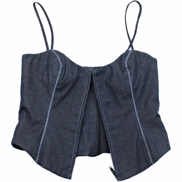 Vintage Y2K ALL ABOUT EVE Germany Cropped Denim Bustier Top - Picture 6 of 10